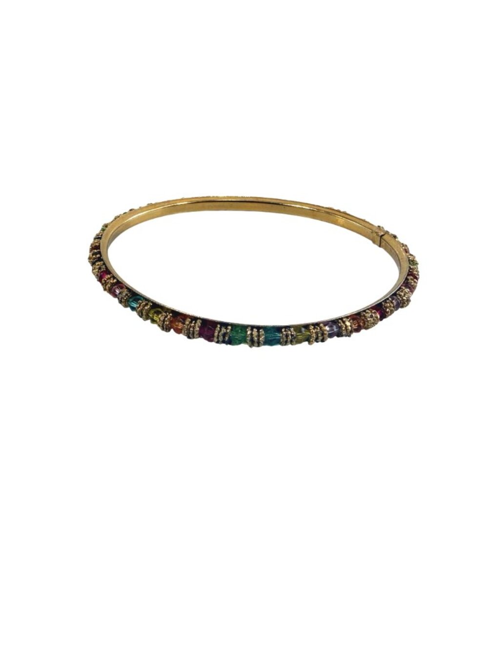 6 Indian Bollywood Gold Bangle Bracelets Multicolor Beads & Dangling Charms - Picture 15 of 15
